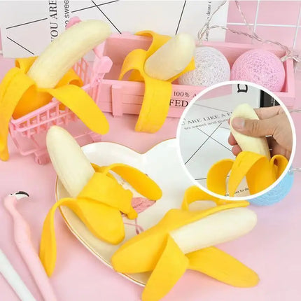 Viral Peeled Banana Squishy Toy Simulation Fruit Funny Prank Stress Relief Squeeze Decompression Vent Toy