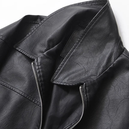 Ailegogo Streetwear Women Retro Loose Short Pu Faux Leather Jacket Spring Autumn Female Zipper Coat Vintage Moto Biker Outwear