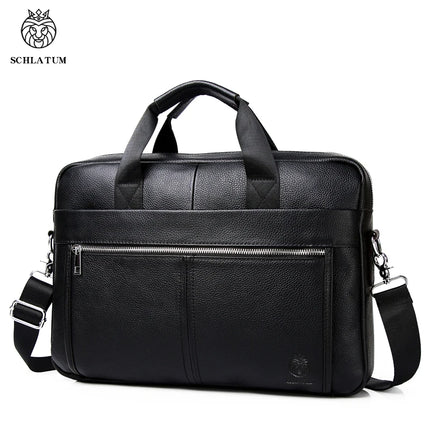 SCHLATUM Genuine Leather Briefcases Hard For Men Luxury Handbags Laptop Briefcase Bags 15 Inch Office Bussiness Computer Bag