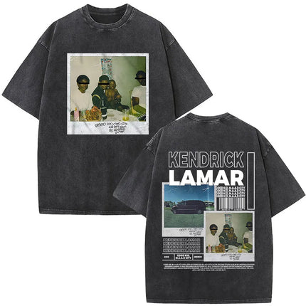 Washed Vintage Rapper Kendrick Lamar Album Merch T-shirts Men's Clothing Hip Hop Retro Oversized T-shirt Fashion Trend Tee Shirt