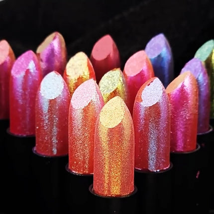 15Colors Metallic Glitter Lipstick Waterproof Lasting Diamond Pearlescent Metallic Lipstick Blue Lip Gloss Women Makeup Cosmetic