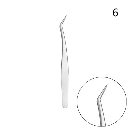 1Pc Stainless Steel Curved Tip Lash Extension Tweezers Anti Slip Straight Tweezers High Precision Nail Art Makeup Beauty Tools