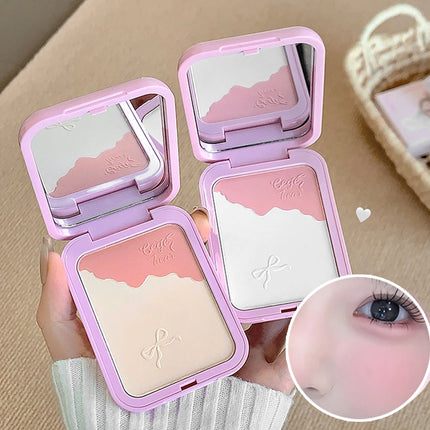 Gege Bear 2-in-1 Highlighter Blush Powder With a Powder Puff Multi-functional Makeup Brightening Natural Matte Makeup