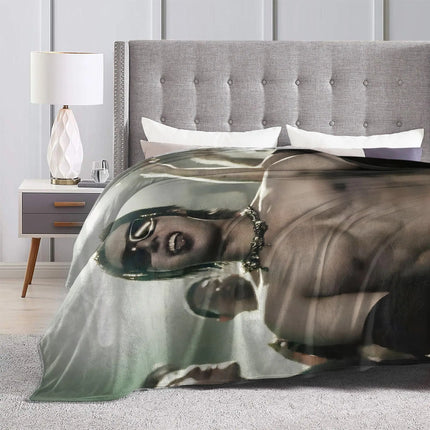 Mingi Kpop Ateez Band Flannel Blanket Autumn  Warm Bedding Throws for Children Outdoor Funny Bedspread Sofa Bed Cover