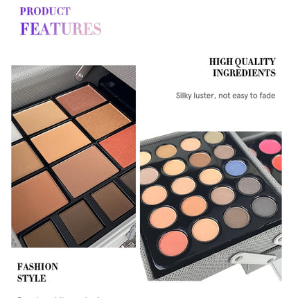 132 Color Makeup Gift Kit Full Set Box Face Powder Eyeshadow Palette Lipstick Concealer,Eyebrow Blush All In One Makeup Gift Set