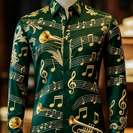2026 New Men's Shirt, Street Style, 3D Printed High-Definition Pattern Print, Stylish Lapel Design, Versatile Trendy Men's Top