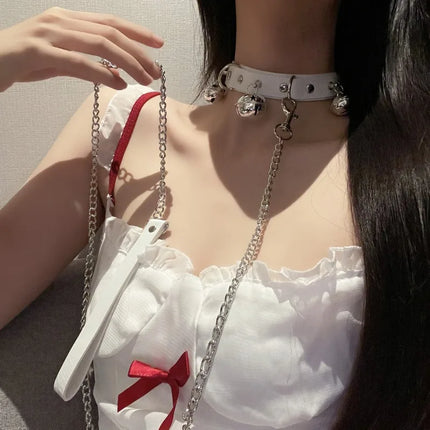 Traction Rope Women's Neck Strap Fun Neck Collar Collarbone Chain Neck Collar Halloween Christmas Dog Chain Training for Women