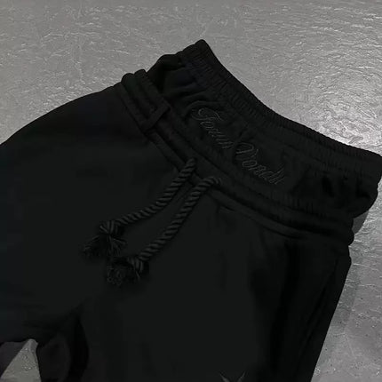 American Style Personalized Double Waisted Solid Casual Pants Sporty Popular Embroidery Sport Loose Men Women Couple Sweatpants