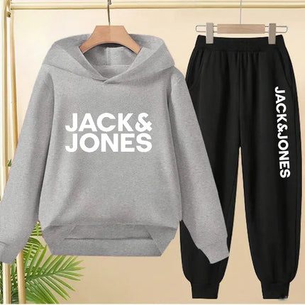2025 Spring Autumn Outfits Kids Leisure Letter Print 2pcs Hoodie+Pants Tracksuits 3-13 Years Boys Girls Children Clothes