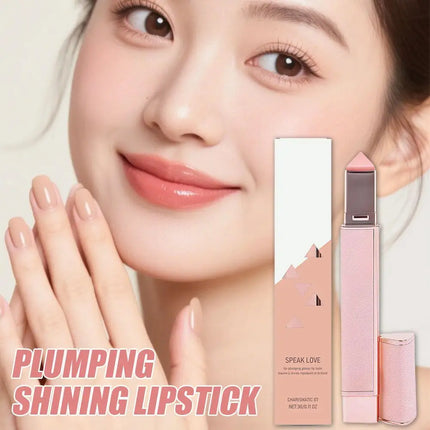 Plumping Lip Gloss Strawberry Pink Long Lasting Lip Tint Hydrating Lip Treatment Hyaluronic Acid Moisturizing Lip Balm