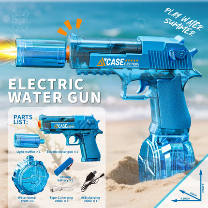 Manual & Electric Water Gun for Kids & Adults, With Lights & Rechargeable Water Blaster for Summer Pool Beach Outdoor Squirt Gun