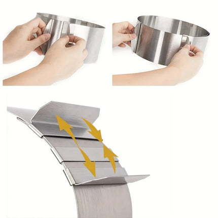1pc Adjustable Cake Ring Mold Stainless Steel Round Baking Ring Telescopic Mousse Cake Ring Pastry Cooking Supplies Cake Tool