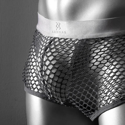 Sexy Fishnet Boxer Shorts for Men See through Transparent Underwear Panties Comfortable Nightwear Boxershorts Underpants