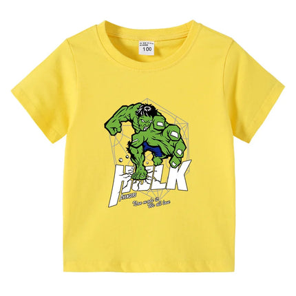 Marvel Hulk Cartoon Anime Printing Boy Clothing Tops Summer Fashion Children's T-Shirt Parent-Child Cotton T-shirt Women Men Top