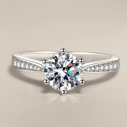 1ct D VVS1100% Moissanite Ring Factory Price 925 Sterling Sliver for Women 6 Classic Trendy Engagement Wedding Jewelry Ring