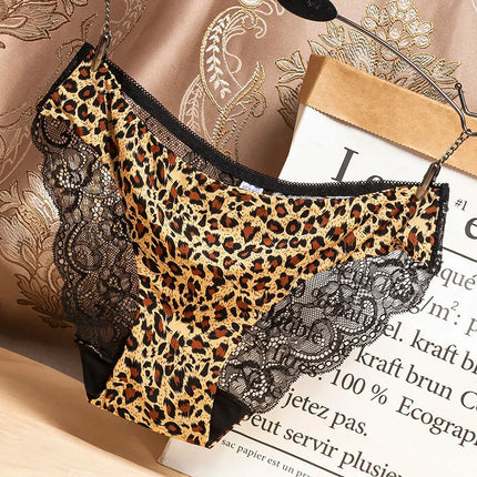 Summer Thin Breathable Women's Low-Waist Seamless Pure Desire Wild Leopard Print Panties