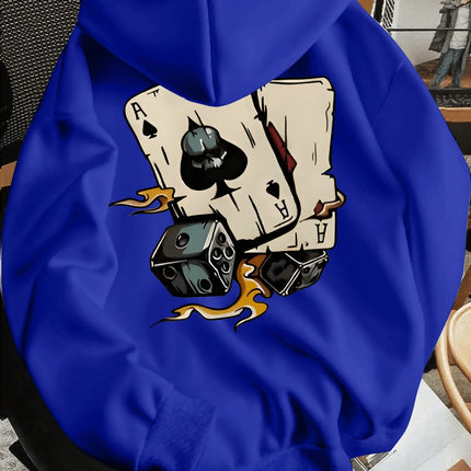 2026 new trendy fashion hooded sweatshirt with poker card pattern print for men stylish sportswear shirt hoodies streetwear