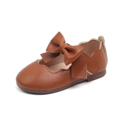 Girls Mary Jane Shoes Children Solid Color Bow Round-toe Bow 2024 New Kids Fashion Soft Moccasin Shoes Baby First Walker Shoes