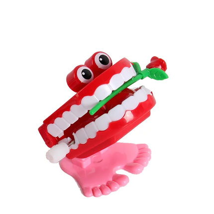 1pcs Clockwork Toy Upper Chain Jumping Tooth Toy Jump Teeth Running Clockwork Spring Wind Up Toy