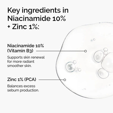 Niacinamide 10% + Zinc 1% Serum 30ml A Universal Essence Suitable for Acne-prone Skin Which Can Smooth Brighten Support The Skin