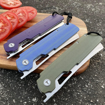 New Original SHOOZIZ XUN120 series XUN119 D2 Steel Flax Handle Folding Knife Brass Washer Outdoor Camping EDC Pocket Tool