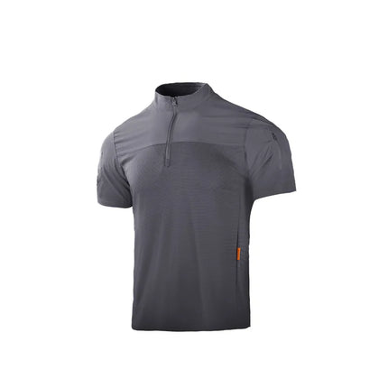 Men's Tactical Frog Shirt Short Sleeve Quick Dry Stand Collar Camo Combat Top Outdoor Hiking Training Breathable T-Shirt