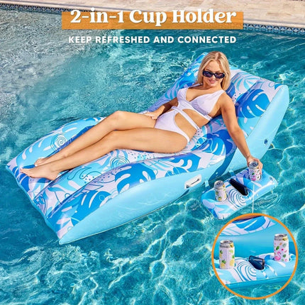 JOYIN Inflatable Adult Pool Floats Chair with Detachable Cup Holder Heavy Duty Lounger Floating Chair Floaties Raft Water Floaty