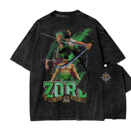 2026 New ACID WASH TEE ONE PIECE Anime Printed T-shirt Men's and Women's Washed T-shirt High Quality Vintage Cotton T-shirt Top