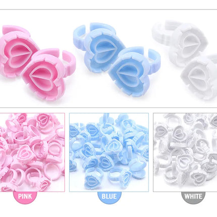50/100Pcs Disposable Glue Ring Cup For Lashes Fan Tattoo Pigment Holder Eyelash Extension Container Glue Holder Makeup Supplies