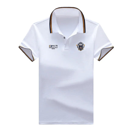 New Men's Business Casual Short Sleeved Shirt Embroidered Solid Color Polo Shirt Fashion Breathable Comfortable Versatile Top