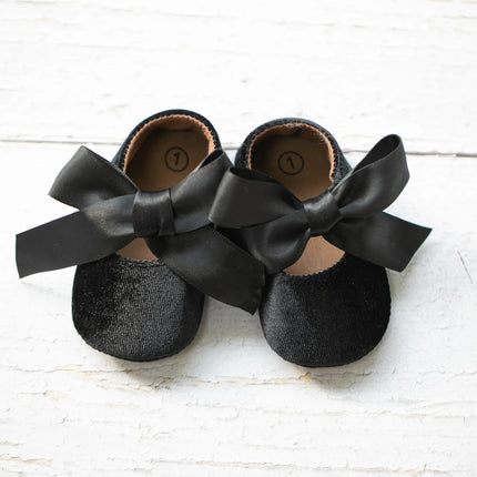 Meckior Baby Girl Shoes Princess Ballet Slippers Non-slip Flat Soft-sole Cotton Rubber Crib Butterfly-knot Infant First Walkers