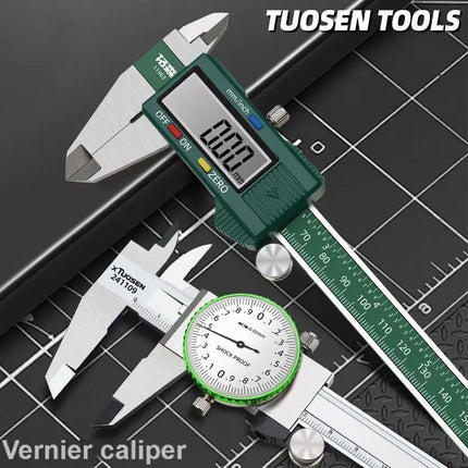 Digital Stainless Steel Caliper 0-150mm, IP54 Shockproof Electronic & Dial Dial Display for Precision Measurement