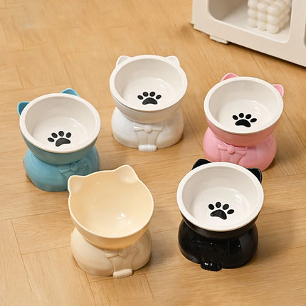Ceramic Cat Bowl Slanted Mouth Dog Food Feeding Basin Non-slip Pet High Foot Protection Cervical Spine Pet Drink Water Bowl