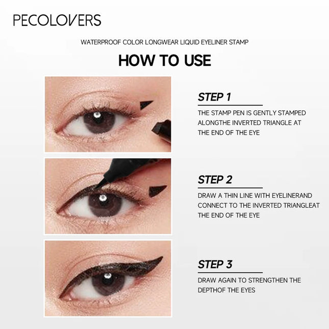 Long-lasting Stamp Black Brown Liquid Eyeliner Pen Triangle Seal Waterproof Smooth Double-ended Eyeliner Quick-drying Eye Makeup