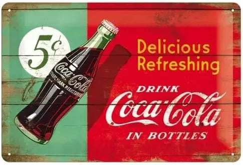 Vintage Metal Sign COCA Tin COLA Signs Wall Decor for Home Office Bar Pub Decorations 8x12 Inch (20x30cm) Tin