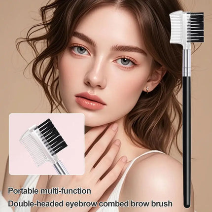 Dual-Headed Eyebrow Comb Makeup Brush Beauty Tool Professional Lash & Brow Comb, Dual-Sided Brush Creates Groomed Lashes & Brows