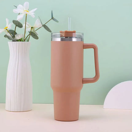 Mug Tumbler 40oz with Straw Handle Coffee Insulated 304 Stainless Steel Car Cup Keeps Cold Beer with Lids Tumbler Thermos Cup