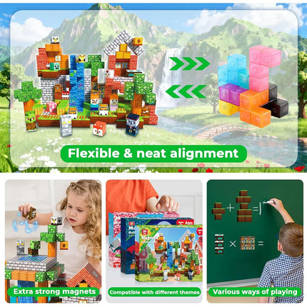Magnetic Building Block Bricks Toy Stacking World STEM Mine Architectural Set Model DIY Educational Kids Gifts for Boy Girls