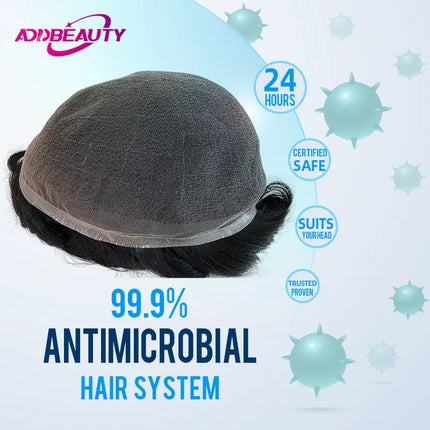 New Full HD Lace Men Toupee Human Hair Wigs Antimicrobial HD Lace Men's Capillary Prosthesis Breathable Natural Human Hairpiece