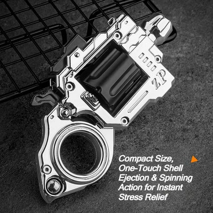 One Hand Spin Shoot Alloy Revolver EDC Metal Fidget Toy with 20 Plastic Bullets Stress Relief Mini Ring Gun for Adults Teens