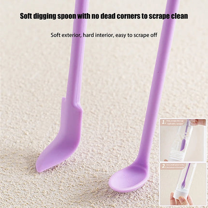 {HBA17} 1/3Pcs Cosmetic Bottle Silicone Mini Scraper Deep Bottle Scraper Cosmetic Spoon Double End 2 In 1 Jam Spatula