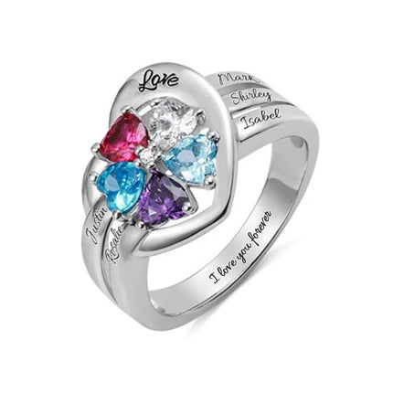 Personalized 1-8 Birthstone Rings Family Mothers Cubic Zirconia Ring Custom Engraved Name Rings Jewelry for Women Grandma Couple