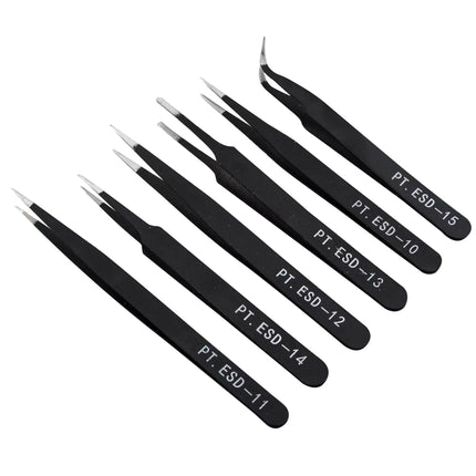 ESD Anti-Static Stainless Steel Tweezers  Precision Maintenance Industrial Repair  Curved Tool  Home Working