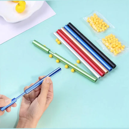 1 PCS Aluminum Alloy Crackling Tube Soft Bullet Launcher Sensory Fidget Toys Kids Outdoor Pinball Game Birthday Holiday Gifts