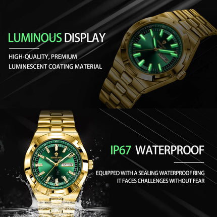 BINBOND New Luxury Quartz Men's Wristwatch Sport Men Watches Waterproof Luminous Date Week Stainless Steel Men's Watch Male Reloj