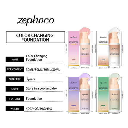 Pink Color Changing Foundation Cream Concealer Makeup Moisturizing Lightweight Cover Skin Imperfections Natural Look zephoco
