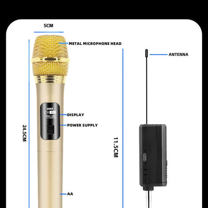 Lenovo Wireless Microphone 2.4G UHF Fixed Frequency 2 Channels Handheld Micphone For Live Party Karaoke Professional Meeting