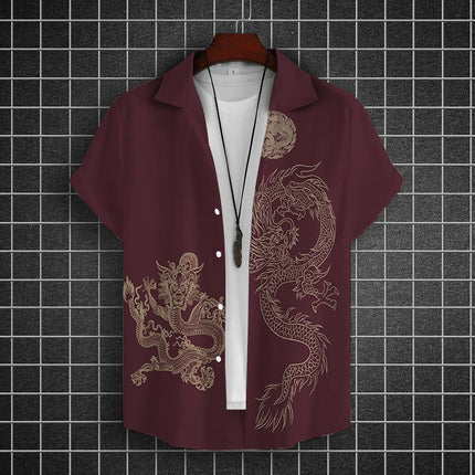 Men's Shirts Short Sleeve Tops Dragon Graphic Clothing 3d Shirts 2024 Casual Fashion Streetwear Summer Apparel For Male Blouse
