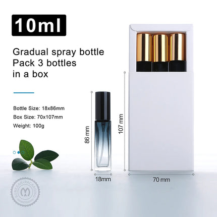 10ml Perfume bottle 1 box of 3 bottles Gradient thick glass perfume bottle Perfume Atomizer Exquisite packaging box gift