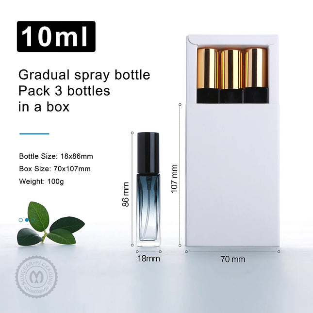 10ml Perfume bottle 1 box of 3 bottles Gradient thick glass perfume bottle Perfume Atomizer Exquisite packaging box gift